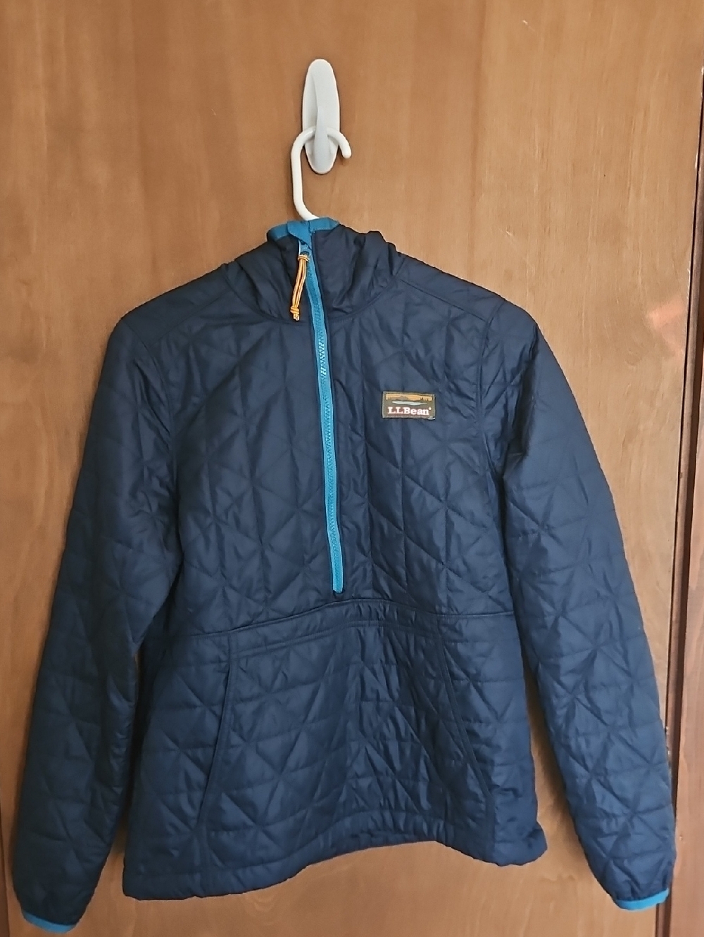L.L. Bean Navy Quilted Half-Zip Down Pullover